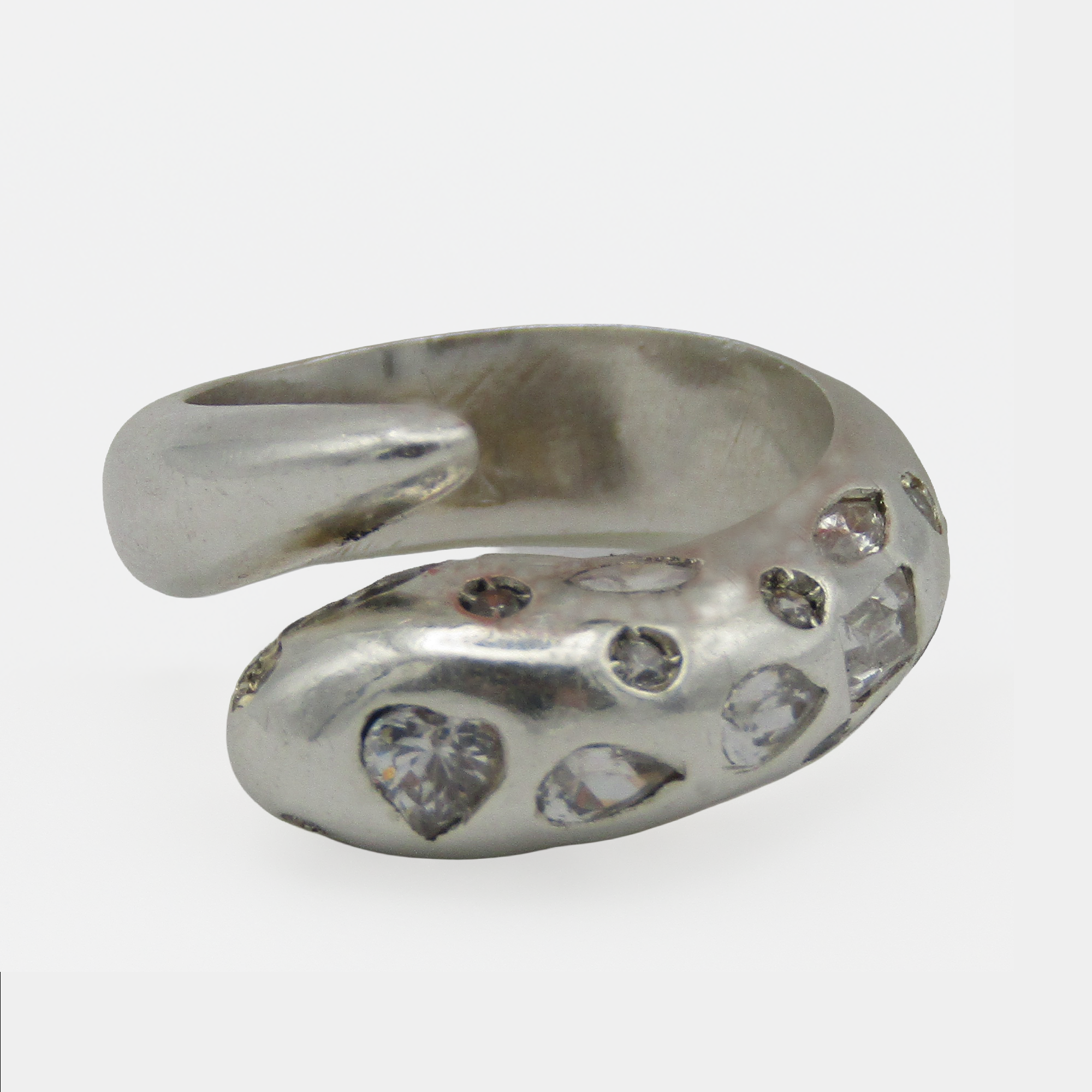 Anello aperto in argento con pietre
